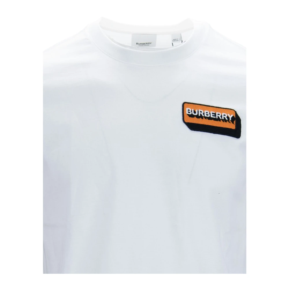 Burberry Heren Slip-On T-Shirt met Logo Patch White Heren