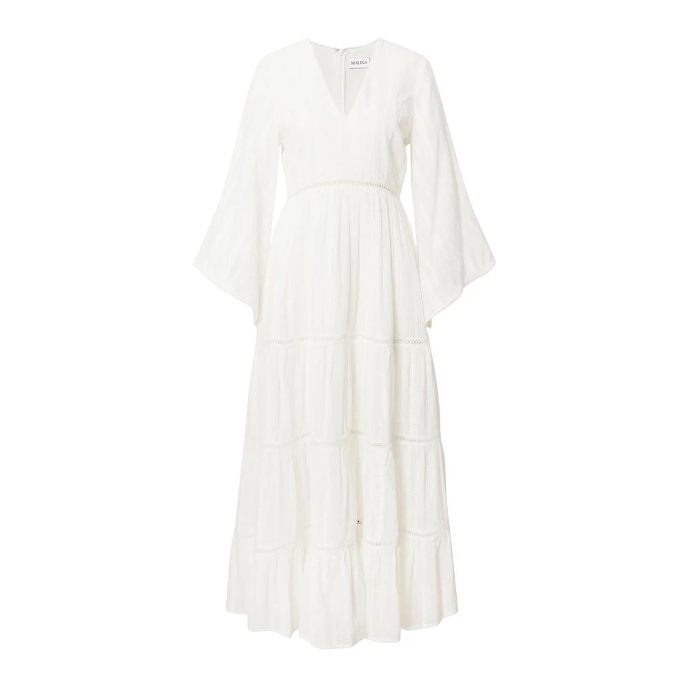 By Malina Geborduurde Wijde Mouw Jurk White Dames