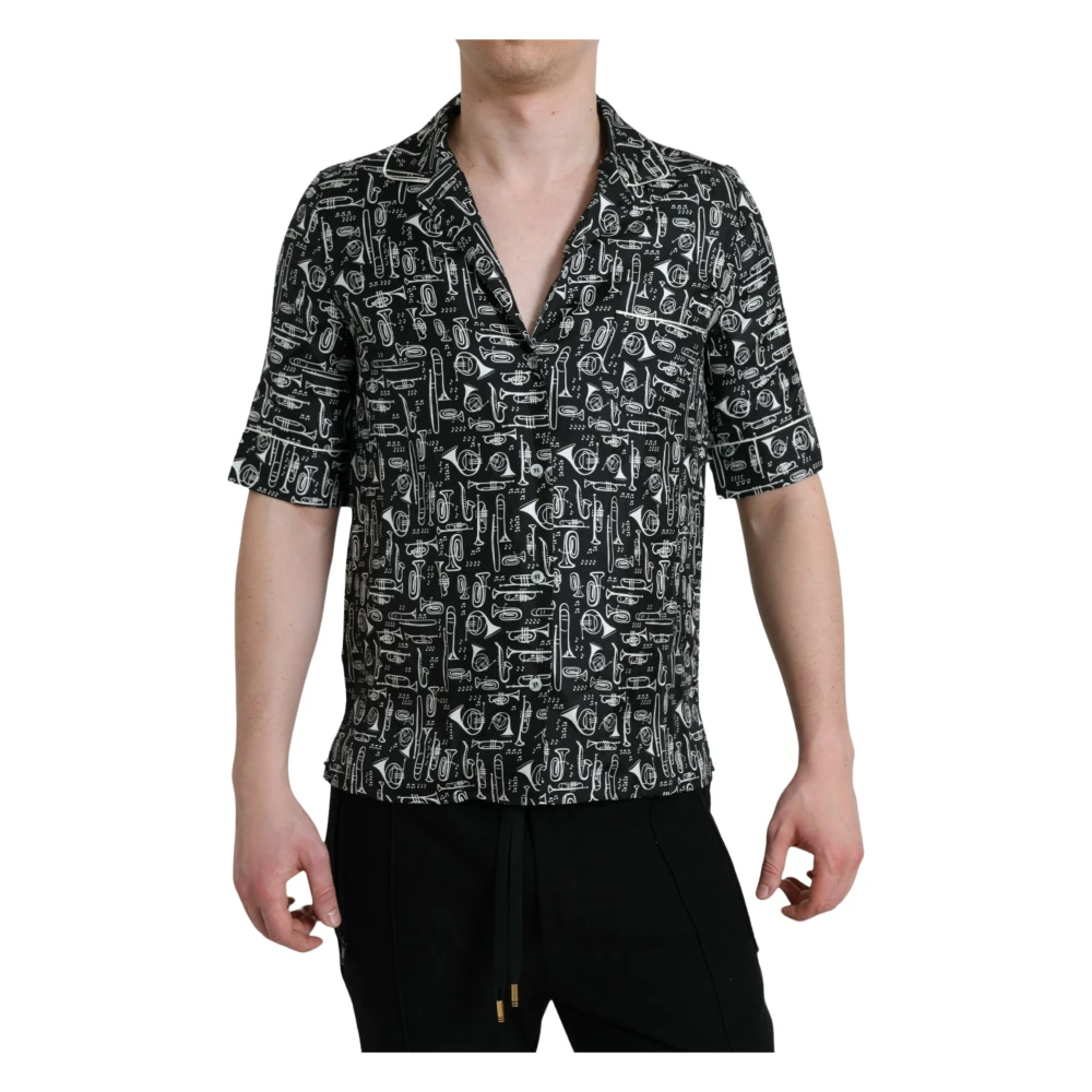 Dolce & Gabbana Men's Silk Trumpet Print Polo T-Shirt