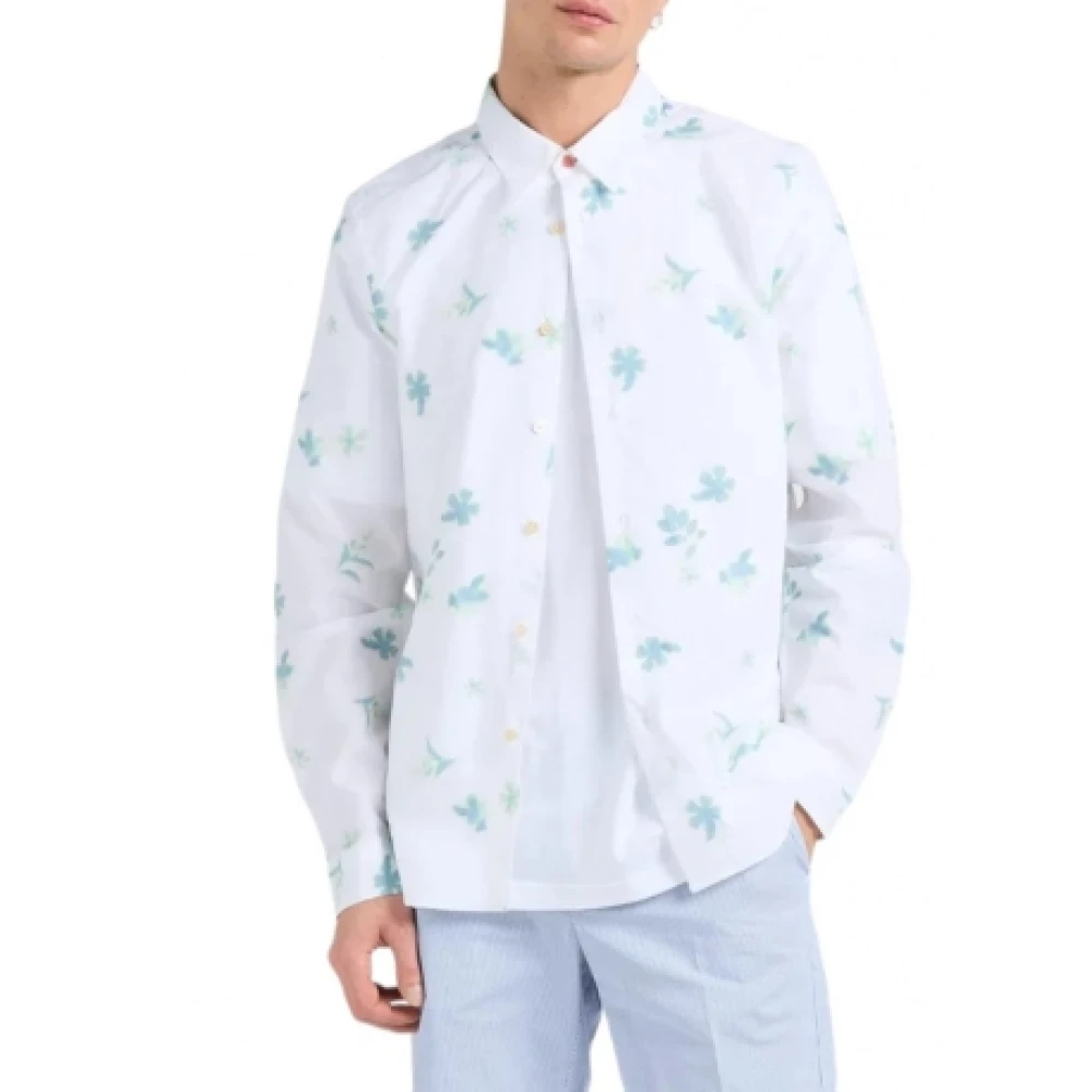Paul Smith Wit Bloemen Aquarel Print Overhemd White Heren