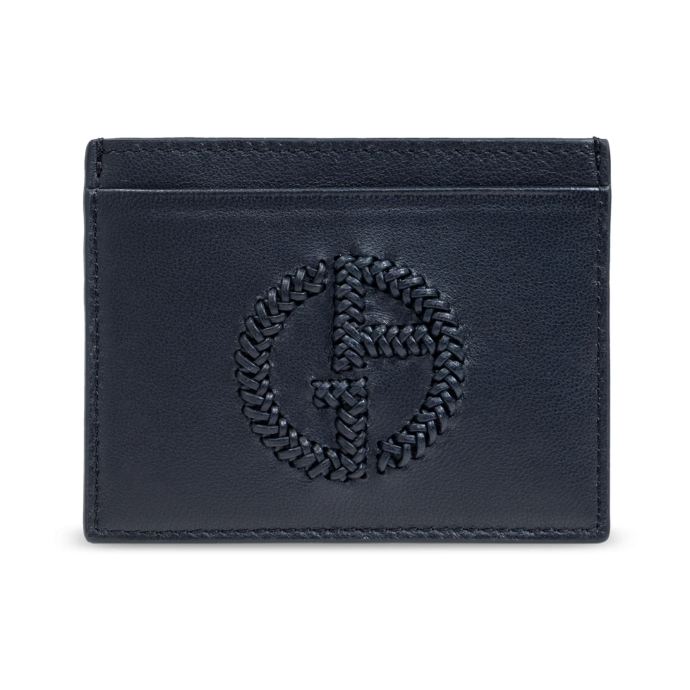 Giorgio Armani Leren kaarthouder Blue Heren