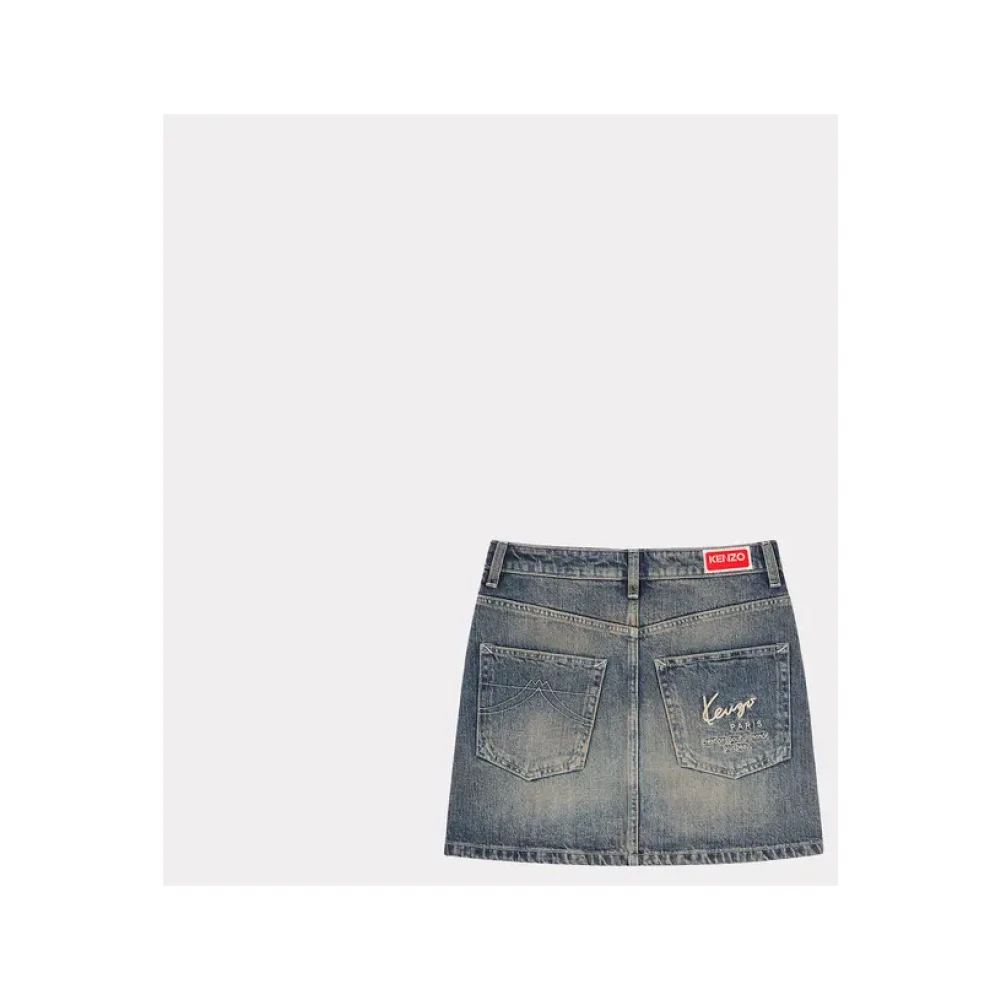 Kenzo Hoge taille denim minirok Blue Dames