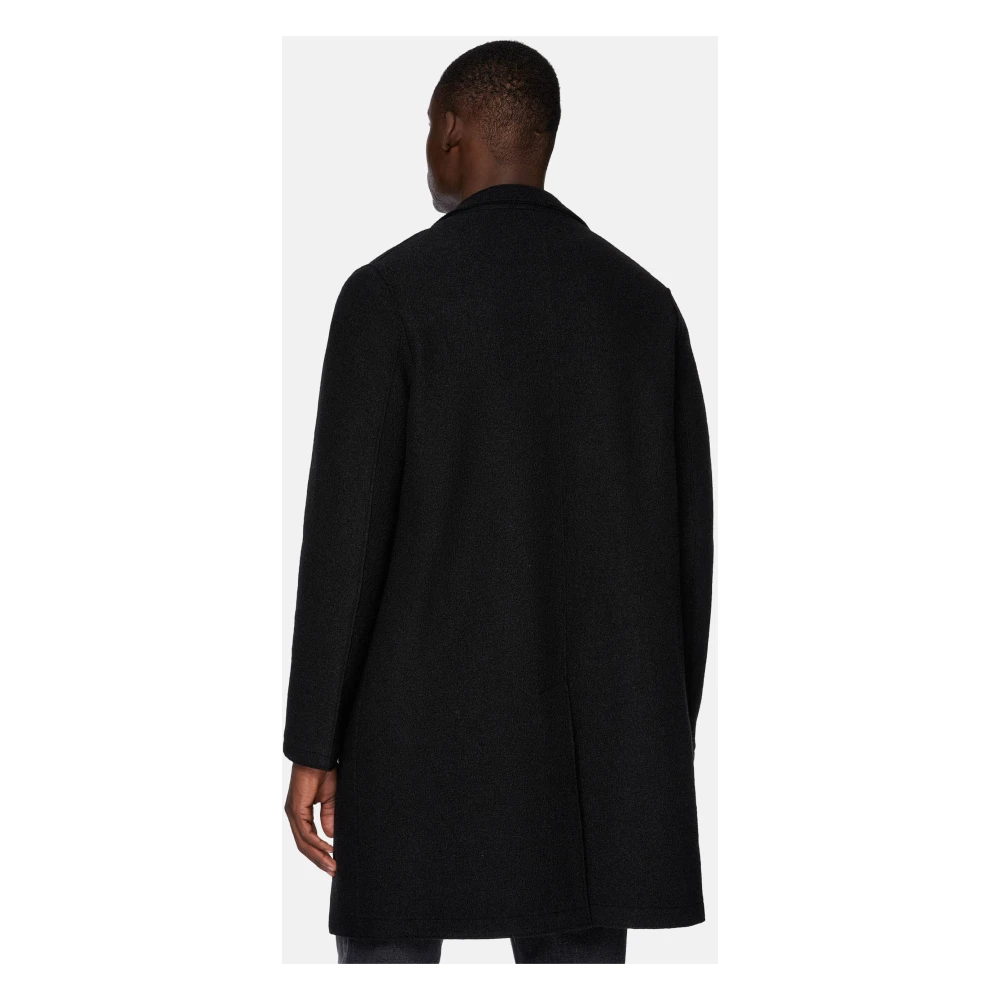 Boggi Milano Enkelrijig wollen jas Black Heren