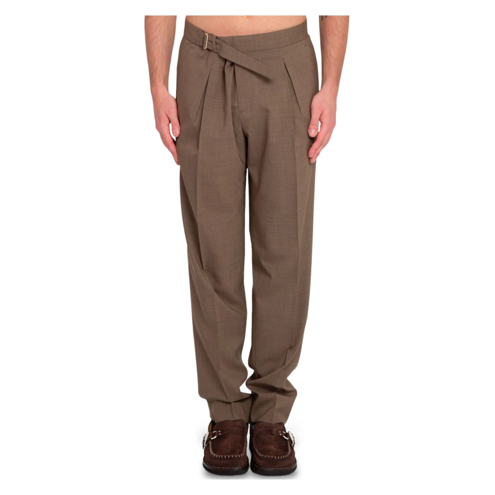 Briglia Wollen Riem Broek in Marzotto Stijl Brown Heren