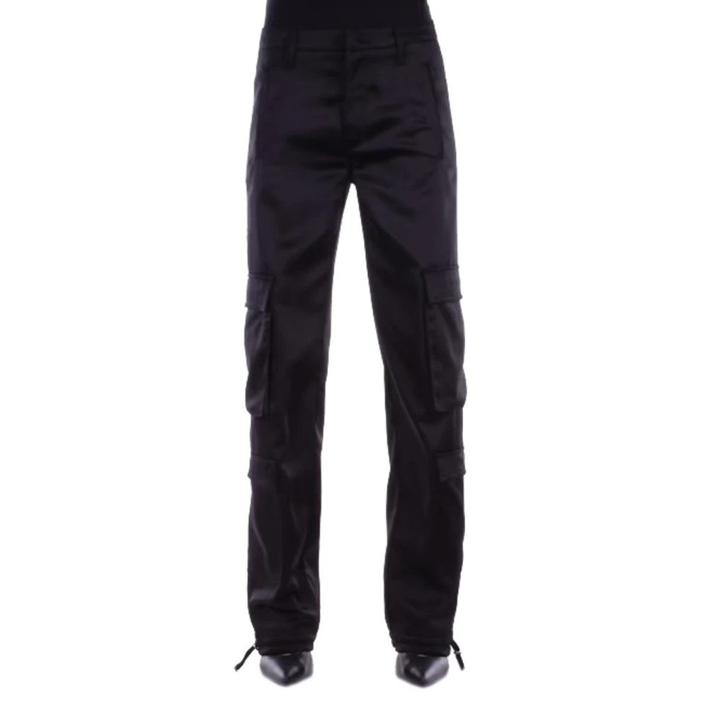 Dondup Cargo Satijnen Broek voor Vrouwen Black Dames