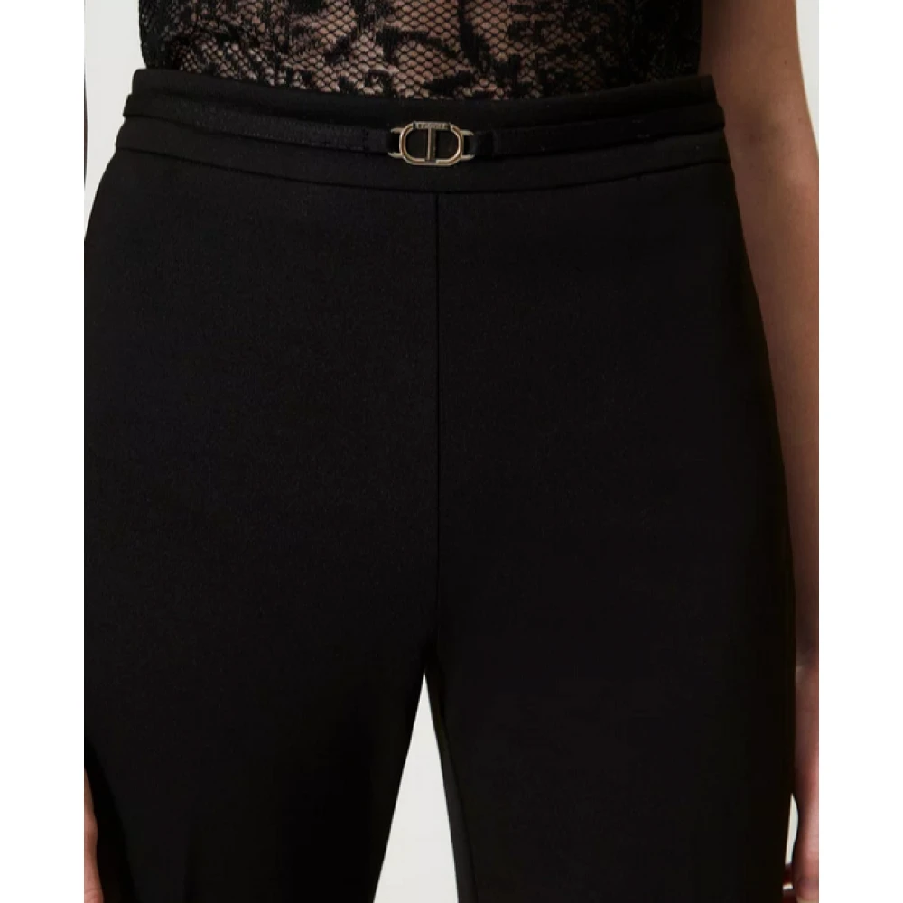Twinset Recht gesneden Milano Gebreide Broek Black Dames