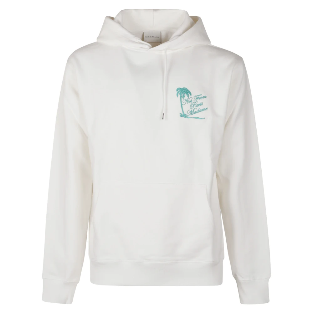 Drole De Monsieur Men's White Hoodies, S, Slogan Tresses Hoodie