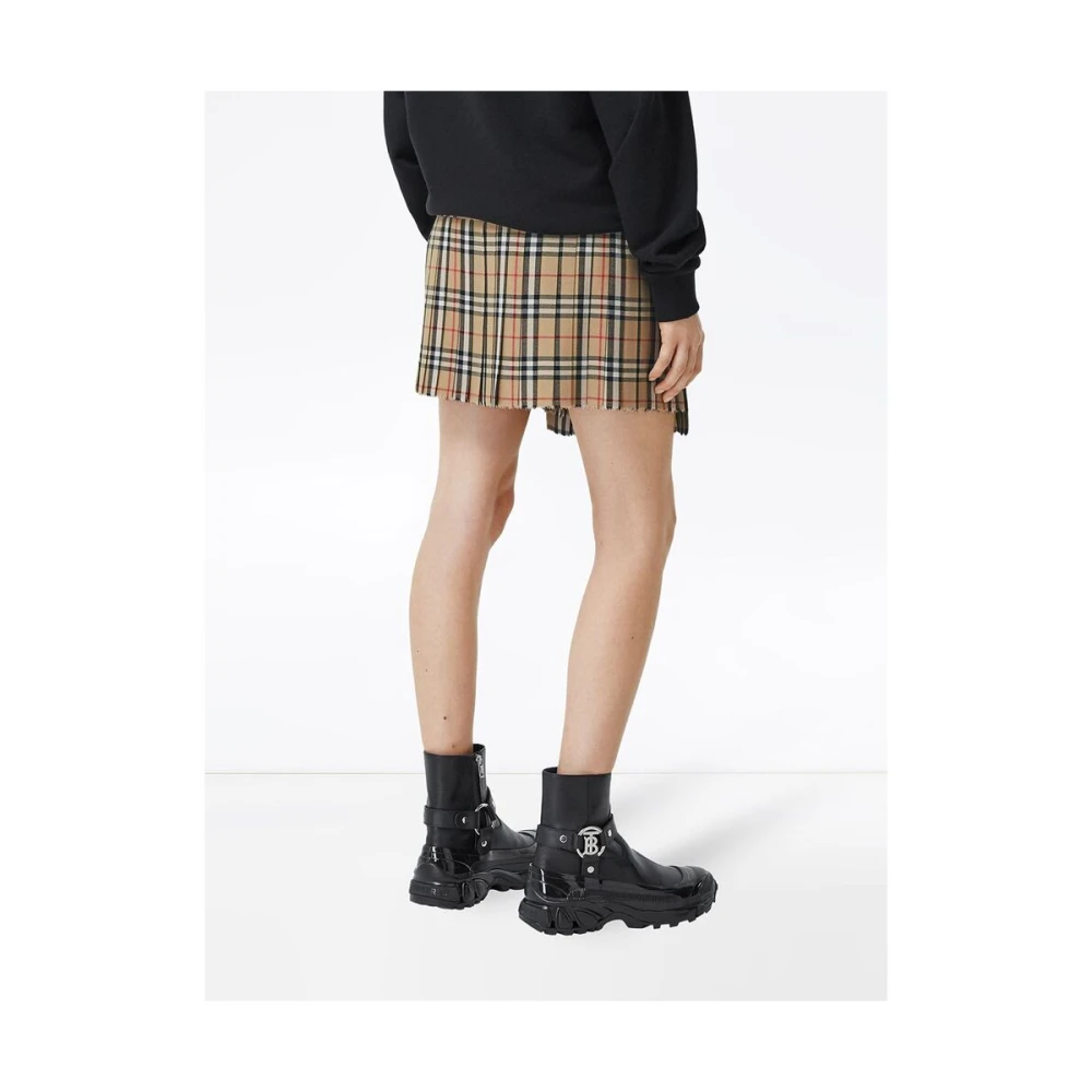 Burberry Vintage Check Wollen Rok Beige Dames