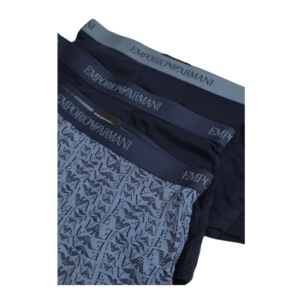 Emporio Armani Stijlvolle Blauwe Logo Boxershorts Blue Heren