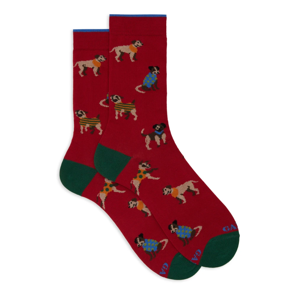 Gallo Korte rode katoenen sokken met hondenmotief voor heren Multicolor Heren