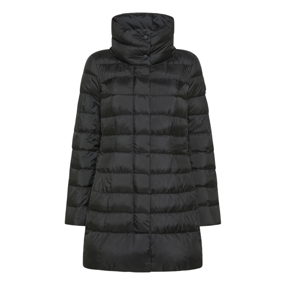 Peuterey Damen Schwarz Gesteppte Daunenjacke Mit Hohem Kragen