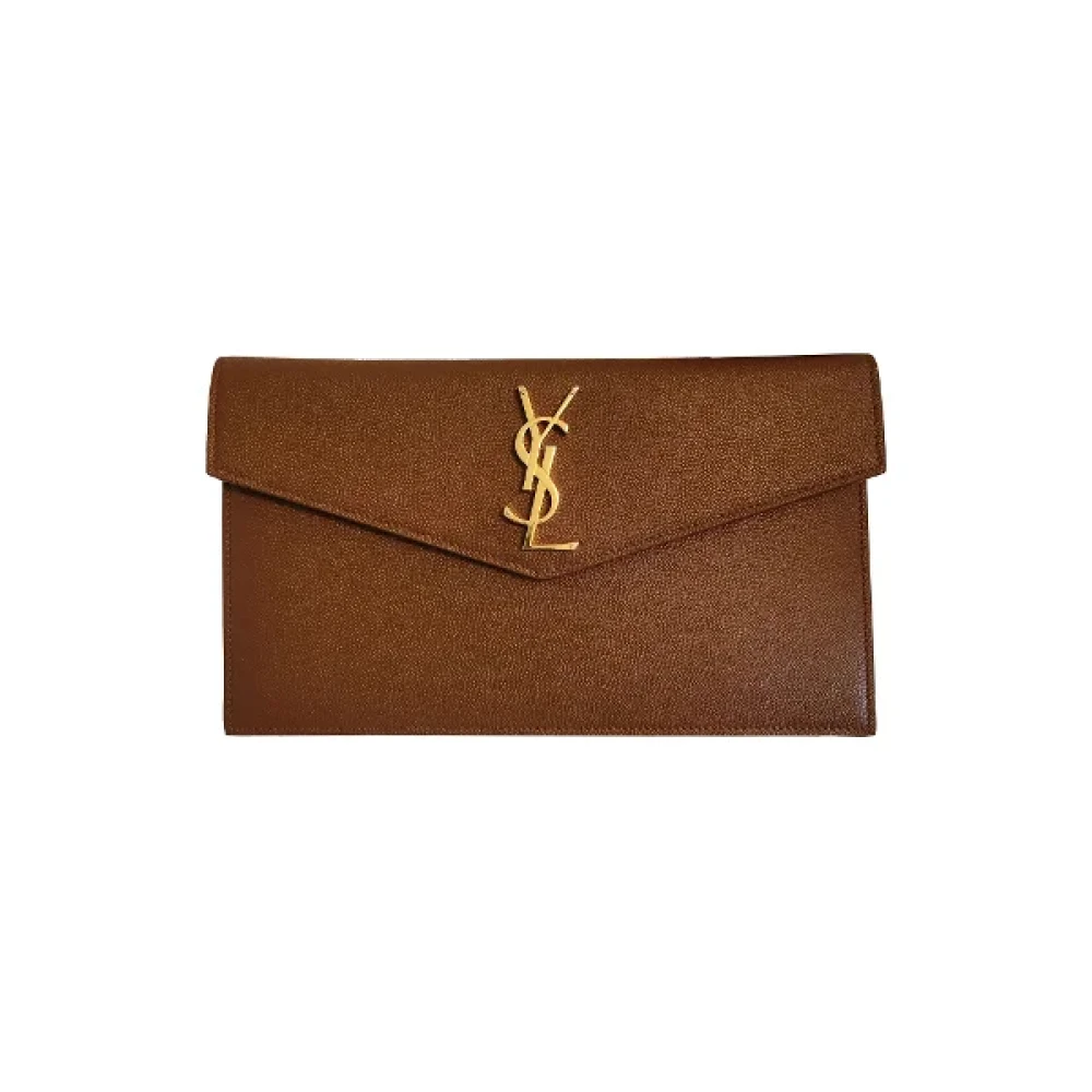 Yves Saint Laurent Vintage Pre-owned Leather clutches Brown Dames