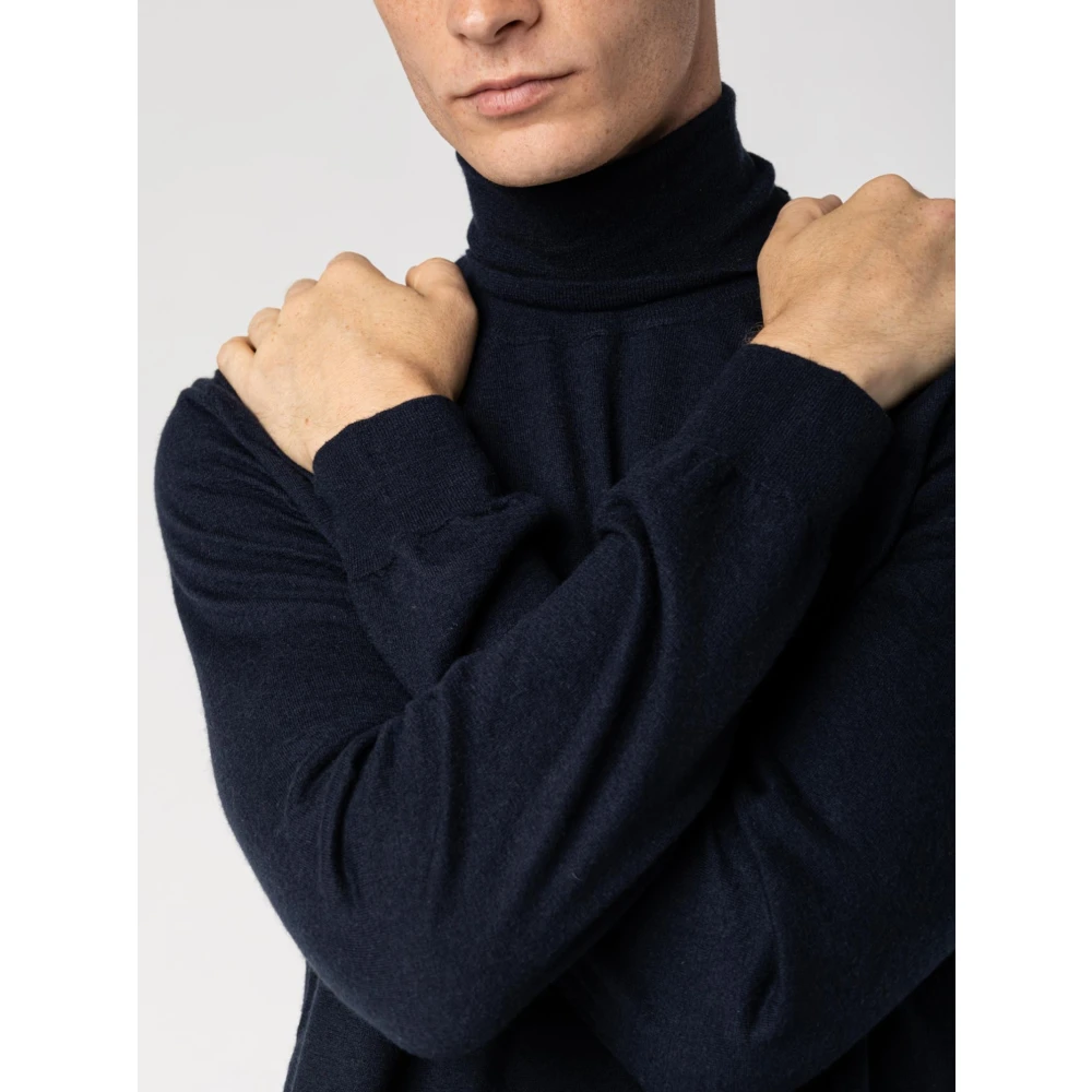Drumohr Kasjmier Hoge Hals Trui Blauw Blue Heren