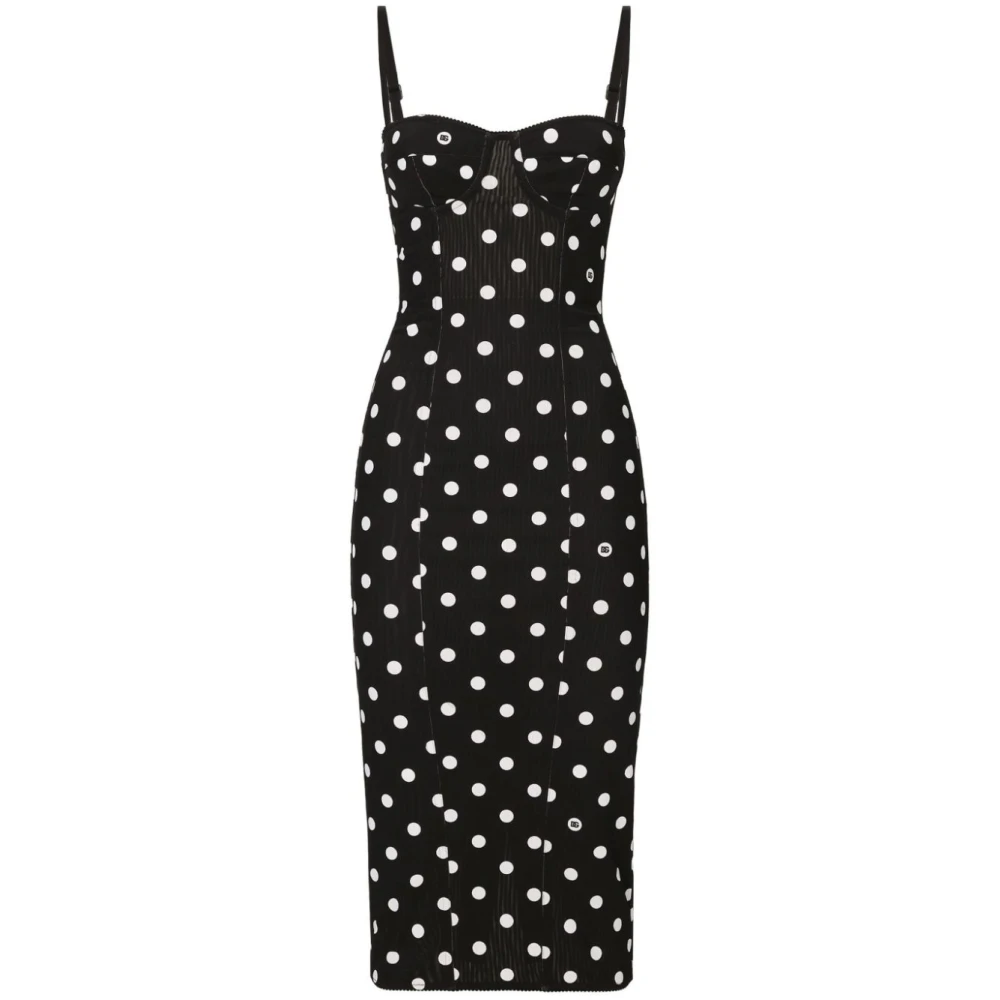Dolce & Gabbana Polka Dot Sweetheart Jurk Black Dames