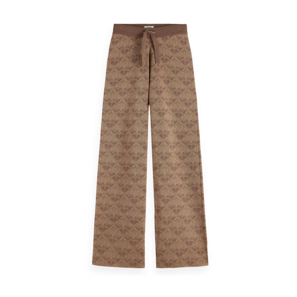 Scotch & Soda Monogram Jacquard Gebreide Broek Beige Dames