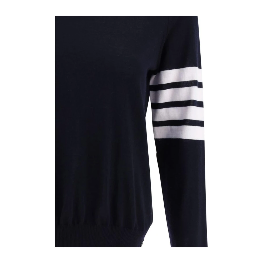 Thom Browne Geribbelde Crew Neck Fleece Trui Black Dames