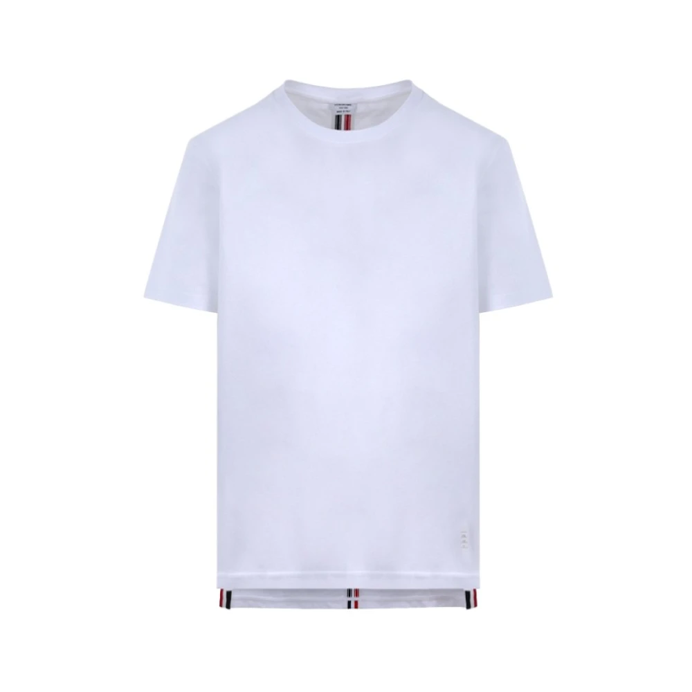 Thom Browne Klassiek Wit Katoenen T-shirt met Tricolor Grosgrain Lint White Heren