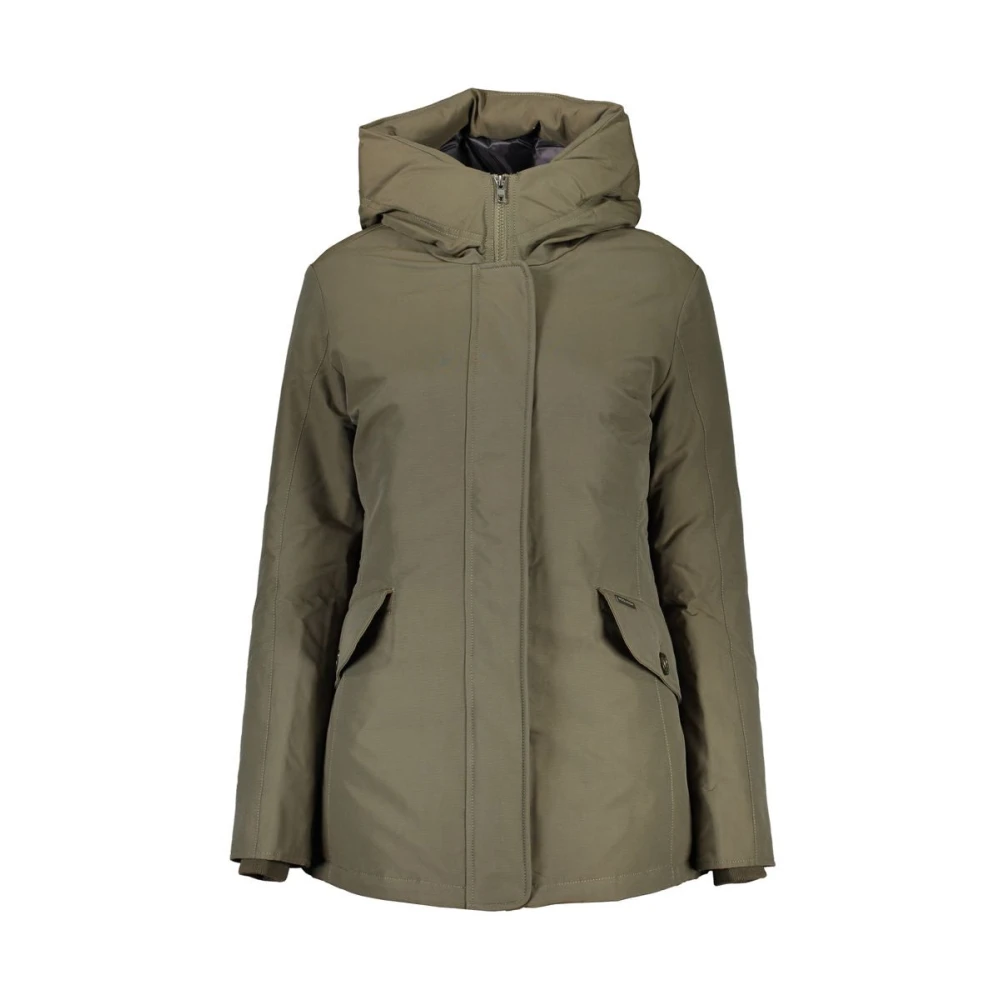 Woolrich Women's Green Long Sleeved Jacket With Hood - Winter Jackets - Xl - Jackets