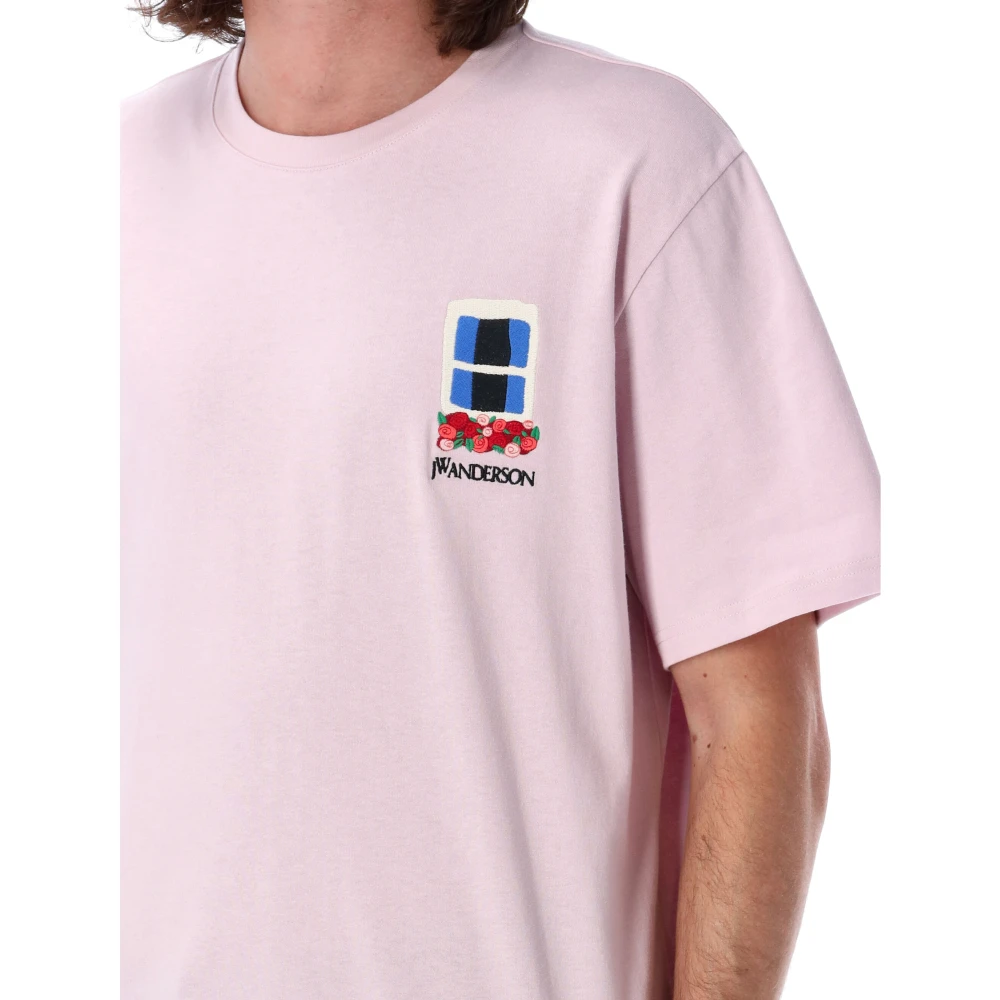 JW Anderson Raam Geborduurd T-shirt Blush Pink Heren