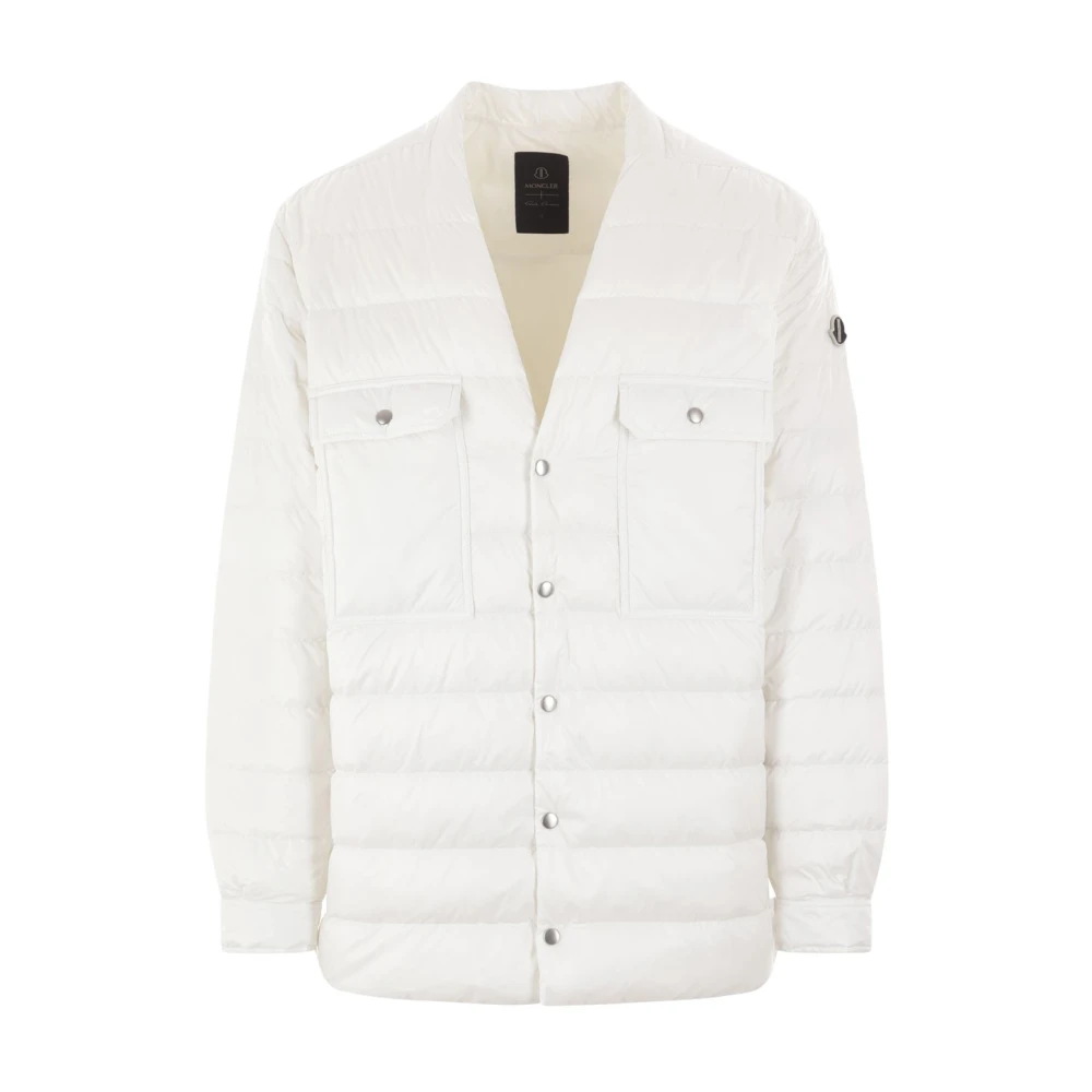 Moncler Witte Nylon V-hals Jas Rick Owens White Heren