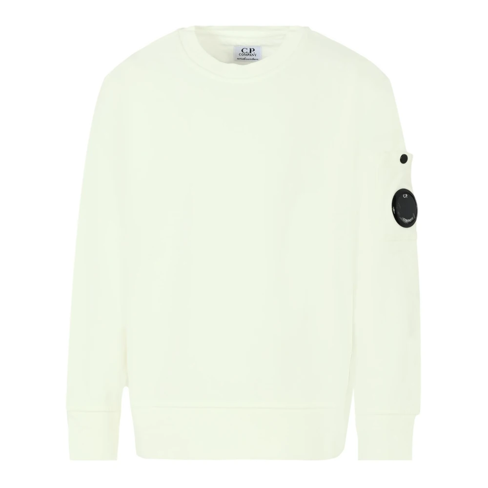 C.p. Company Unisex Kids White Kids Sweatshirts, 10 Y, Cotton Fleece Sweatshirt With Lens