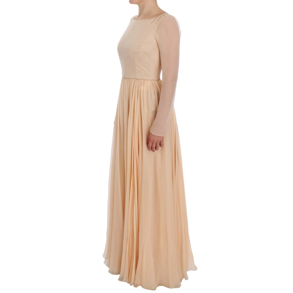 Dolce & Gabbana Elegante Beige Zijden Etuijurk Beige Dames