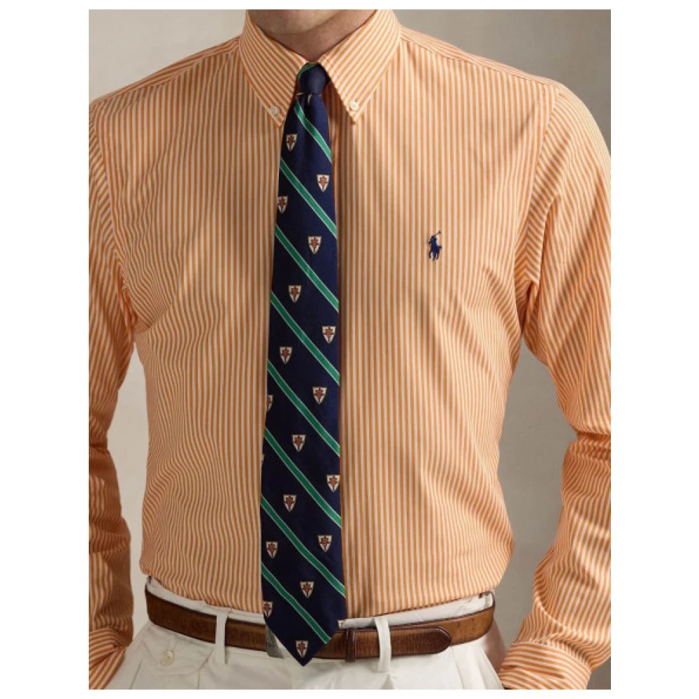Polo Ralph Lauren Gestreept katoenen popeline overhemd Orange Heren