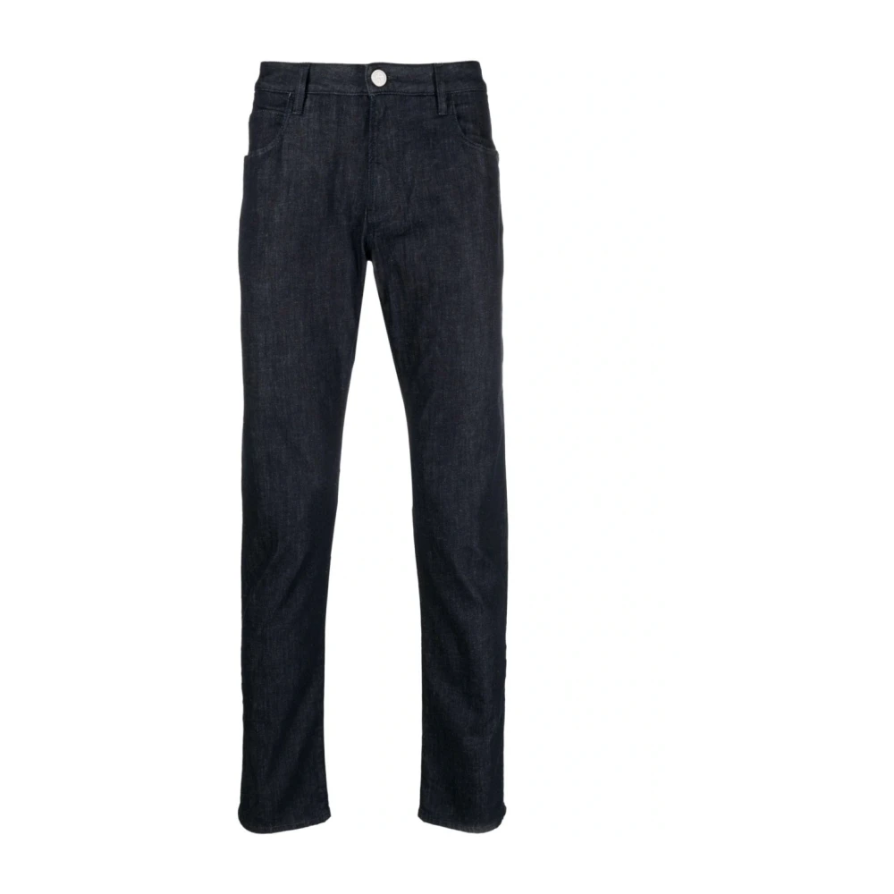 Giorgio Armani Blauwe Straight Jeans met 5 Zakken Blue Heren
