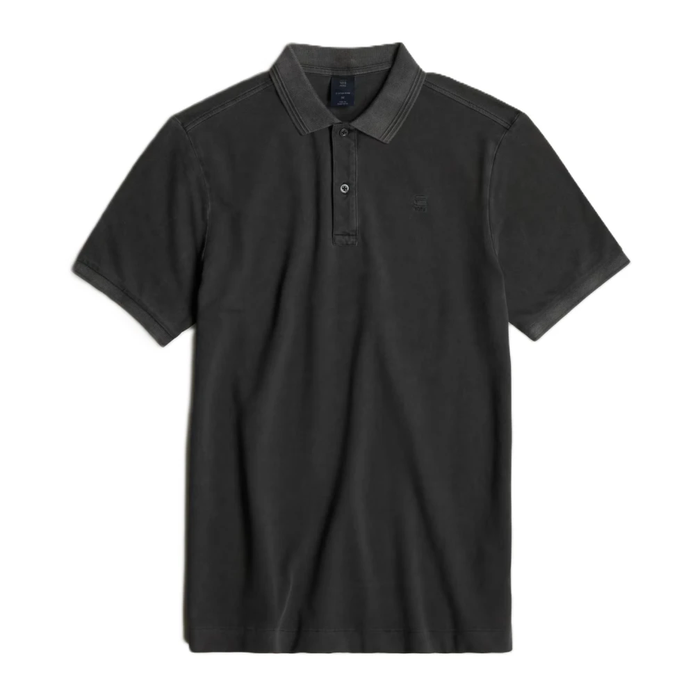 G-Star Slim Fit Polo Shirt Overdyed Short Sleeve Black Heren