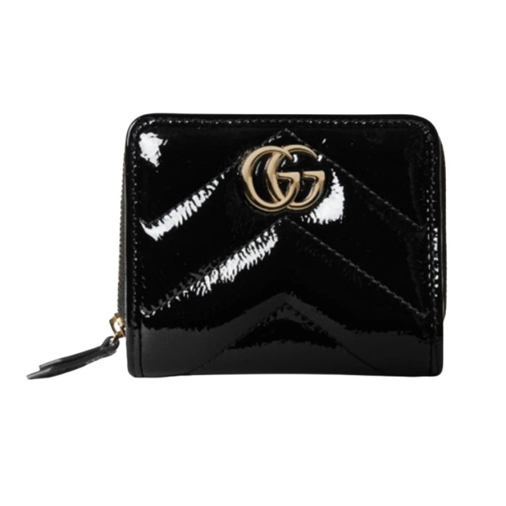 Gucci Zwarte Gewatteerde Chevron Mini Portemonnee Black Dames