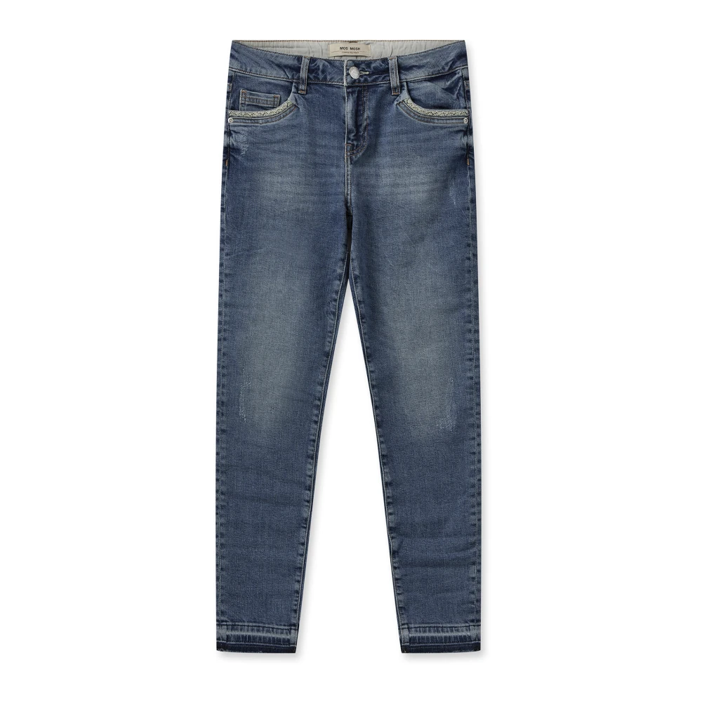 MOS MOSH Slim-Fit Mateos Jeans met Geborduurde Details Blue Dames