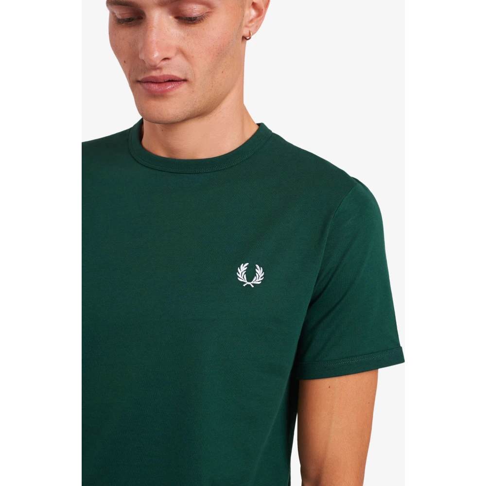 Fred Perry Klassiek Katoenen Ringer T-Shirt Green Heren