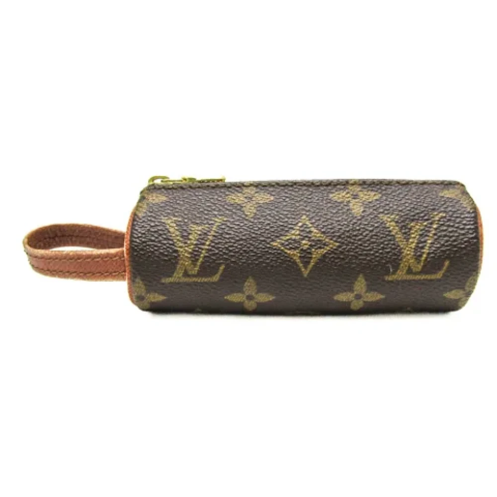 Pre-owned Brunt lerret Louis Vuitton lommebok