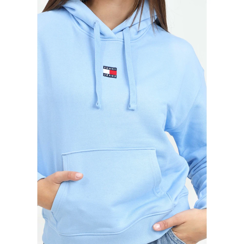 Tommy Jeans Blauwe hoodie met Tommy-badge Blue Dames