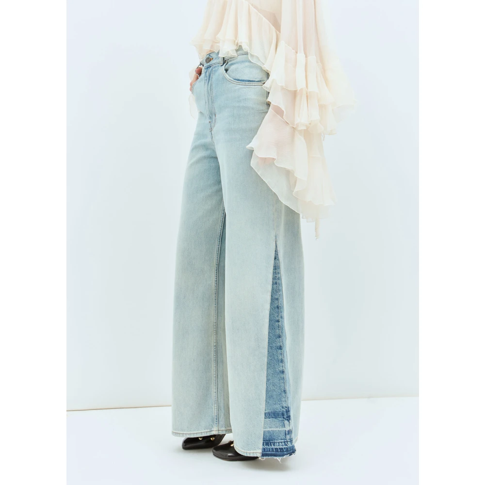 Chloé Gebleekte Wide-Leg Panel Jeans Blue Dames
