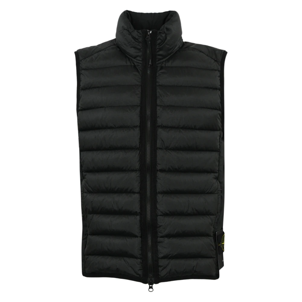 Stone Island Zwarte Gewatteerde Nylon Gilet Jas Black Heren