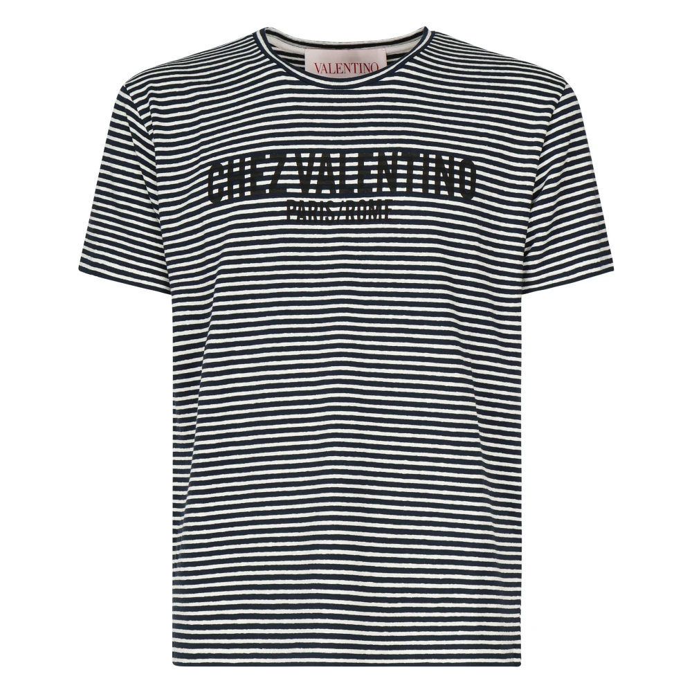 Valentino Garavani Blauwe Logo Print T-shirts en Polos Blue Heren