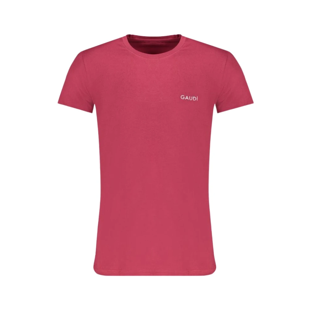 Gaudi Trendy Print Logo Korte Mouw Tee Red Heren