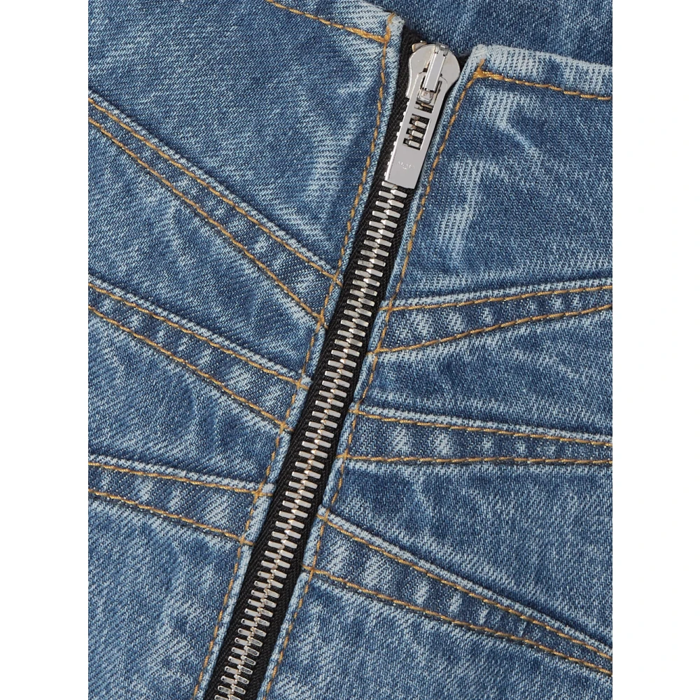 Alaïa Vintage Blauwe Denim Pencil Rok Blue Dames