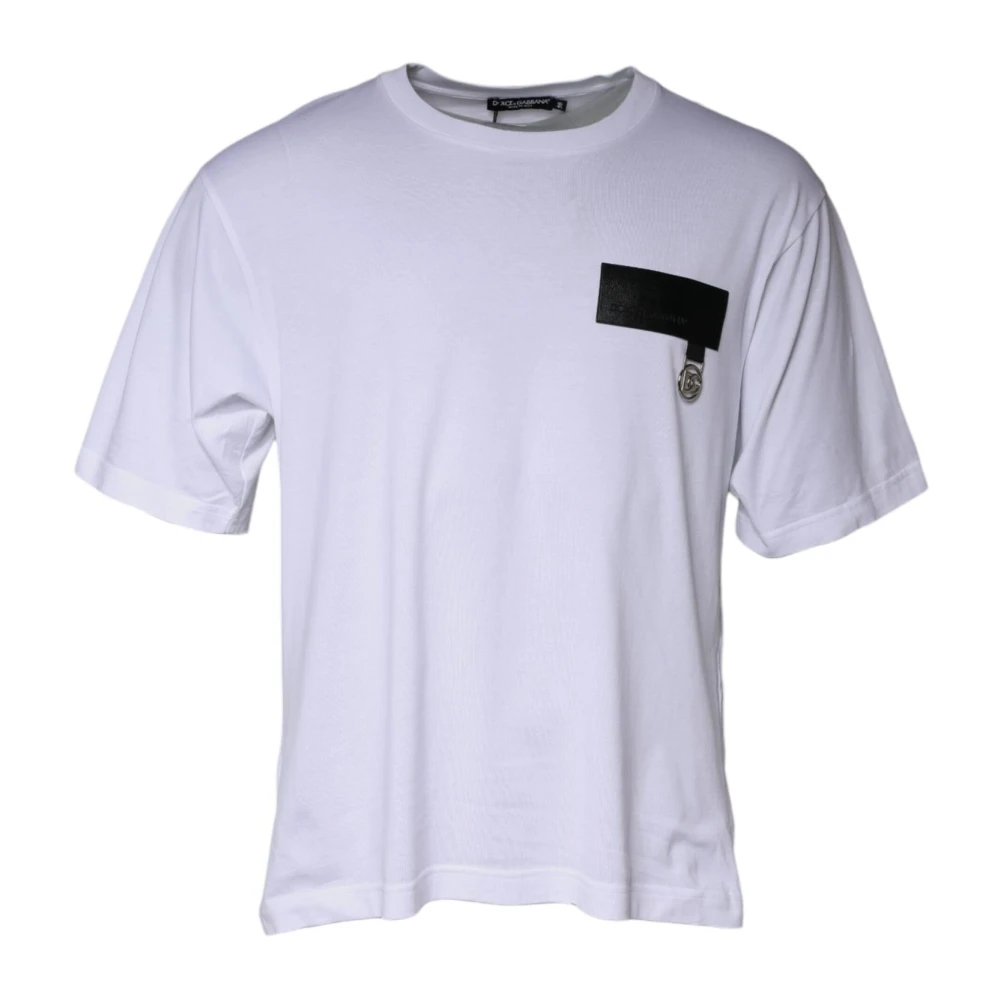 Dolce & Gabbana Witte Katoenen Crew Neck T-shirt met Logo White Heren