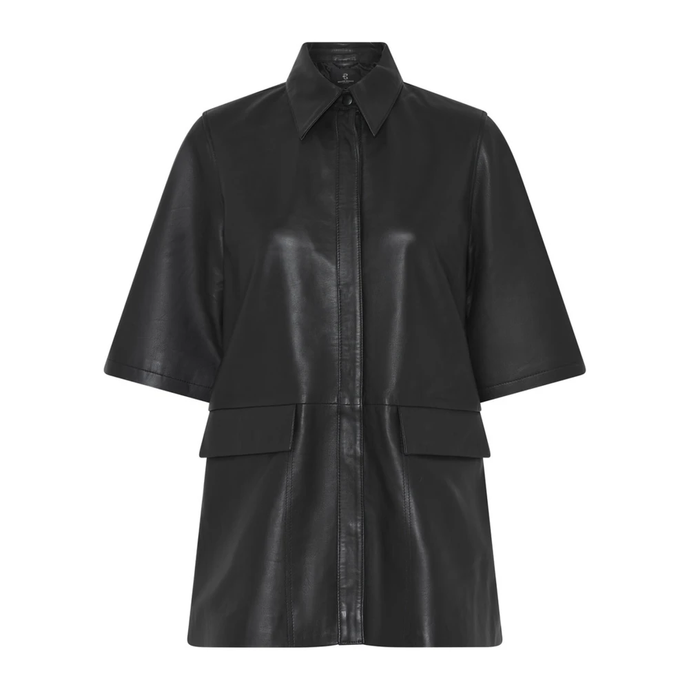 Bruuns Bazaar Moderne Leren Jas Zwart Stijlvol Black Dames