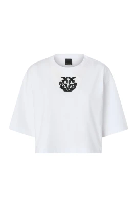 Cropped T-shirt med Love Birds-broderi