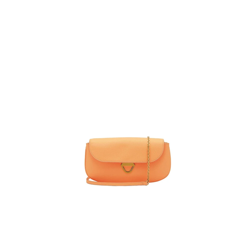 Coccinelle Oranje Leren Schoudertas Clip Sluiting Orange Dames