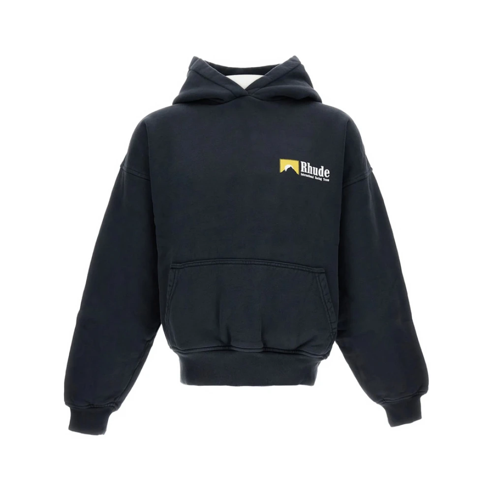 Rhude Uomo Nero - Felpa Nera Con Cappuccio E Stampa Frontale - Sweatshirts & Hoodies - L