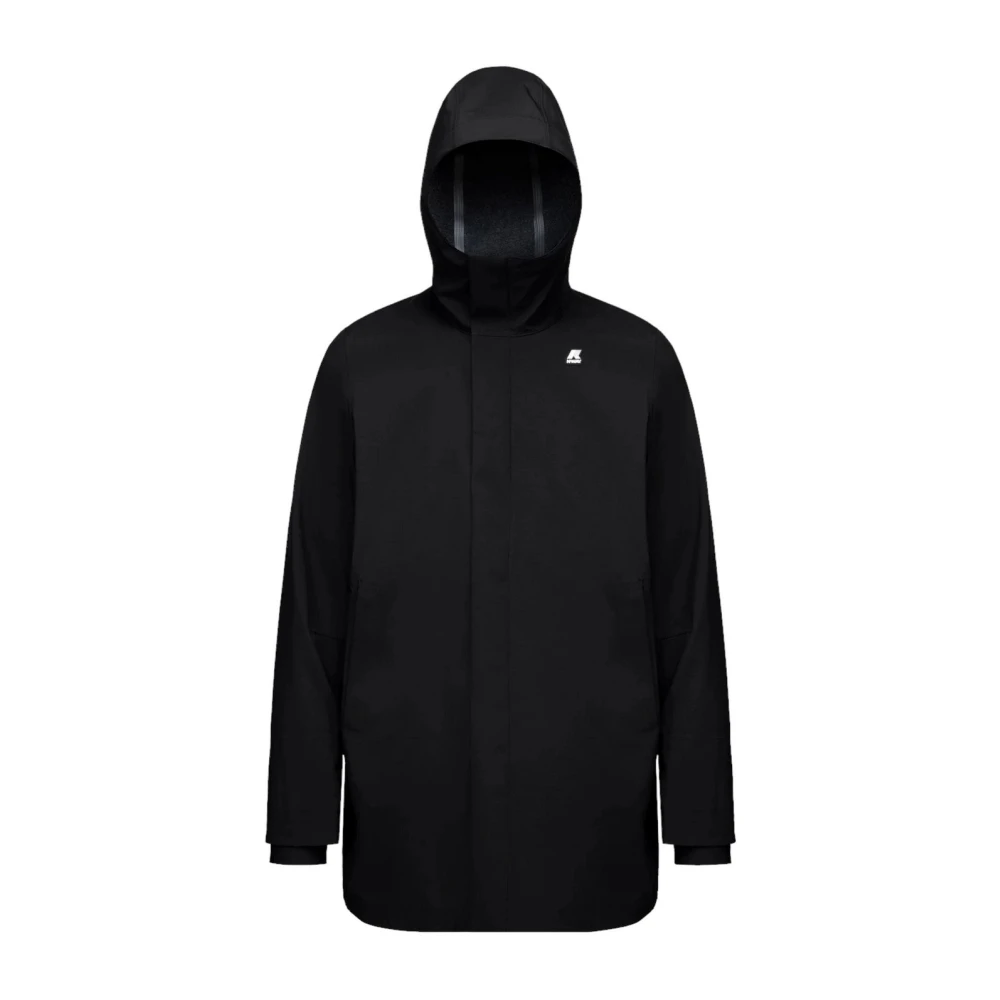 K-way Lange Jas met Verstelbare Capuchon Black Heren