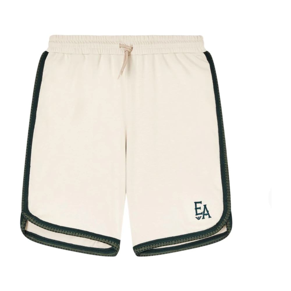 Emporio Armani Embroidered Trim Shorts - Male - Training Shorts - Beige - L - Sport