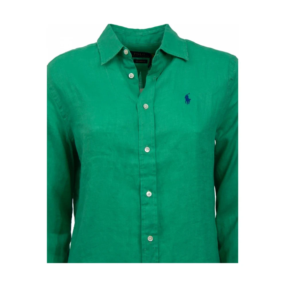 Polo Ralph Lauren Knoop Front Shirt Green Dames