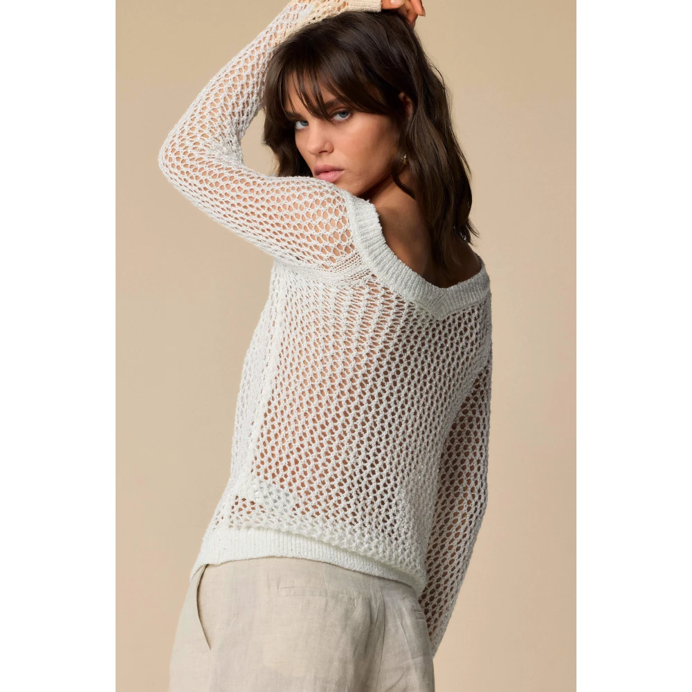 Kocca Gebreide top met perforaties White Dames