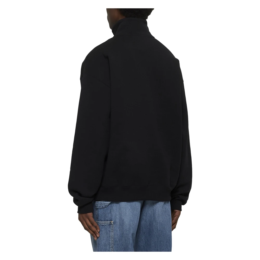 Jacquemus Zwarte Staande Kraag Sweater Black Heren