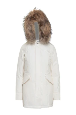 Vit Päls Huva Parkas Jacka
